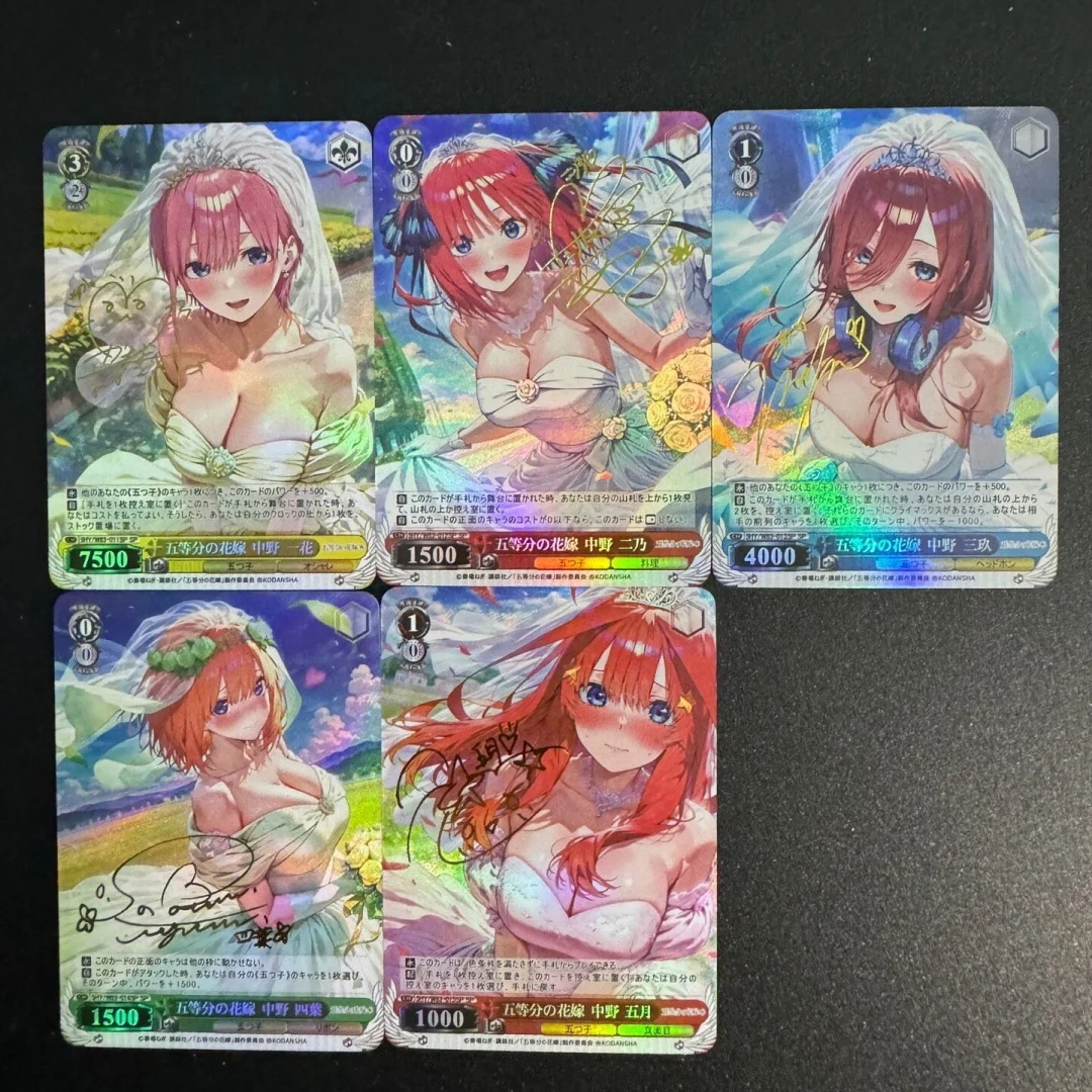 The Quintessential Quintuplets Wedding Dress WS Hot Stamping Signature Card Ichika Nakano Nino Nakano Folding Glitter Game Card