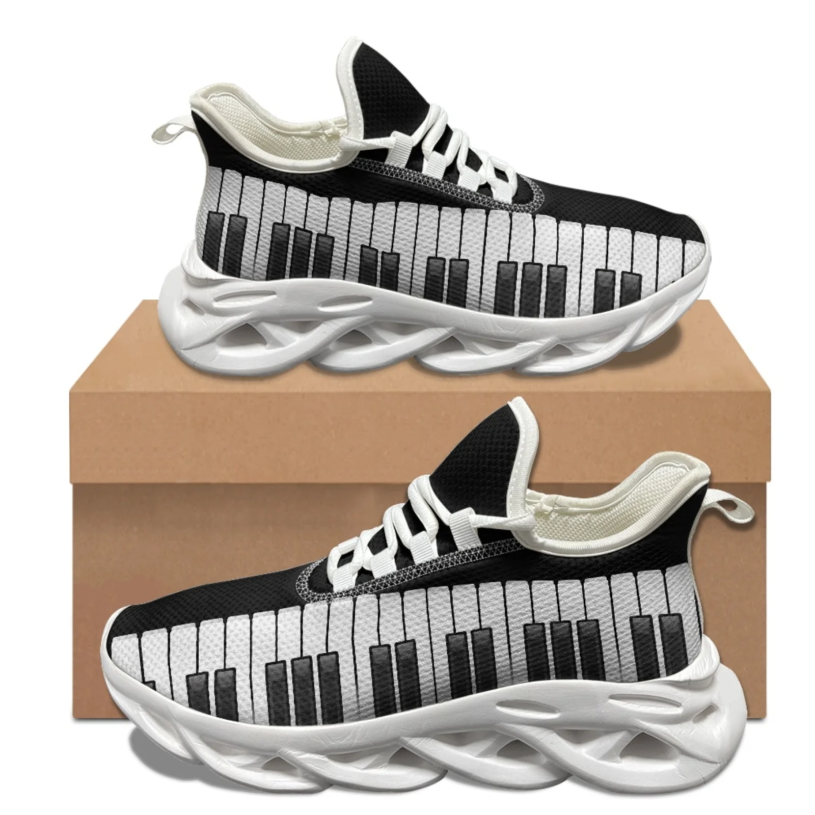 XIXIRIMIDO Blade Running Shoes Women's Lightweight Sneakers Men's Commuter Sport Shoes Comfortable Breathable Soft Musical Notes