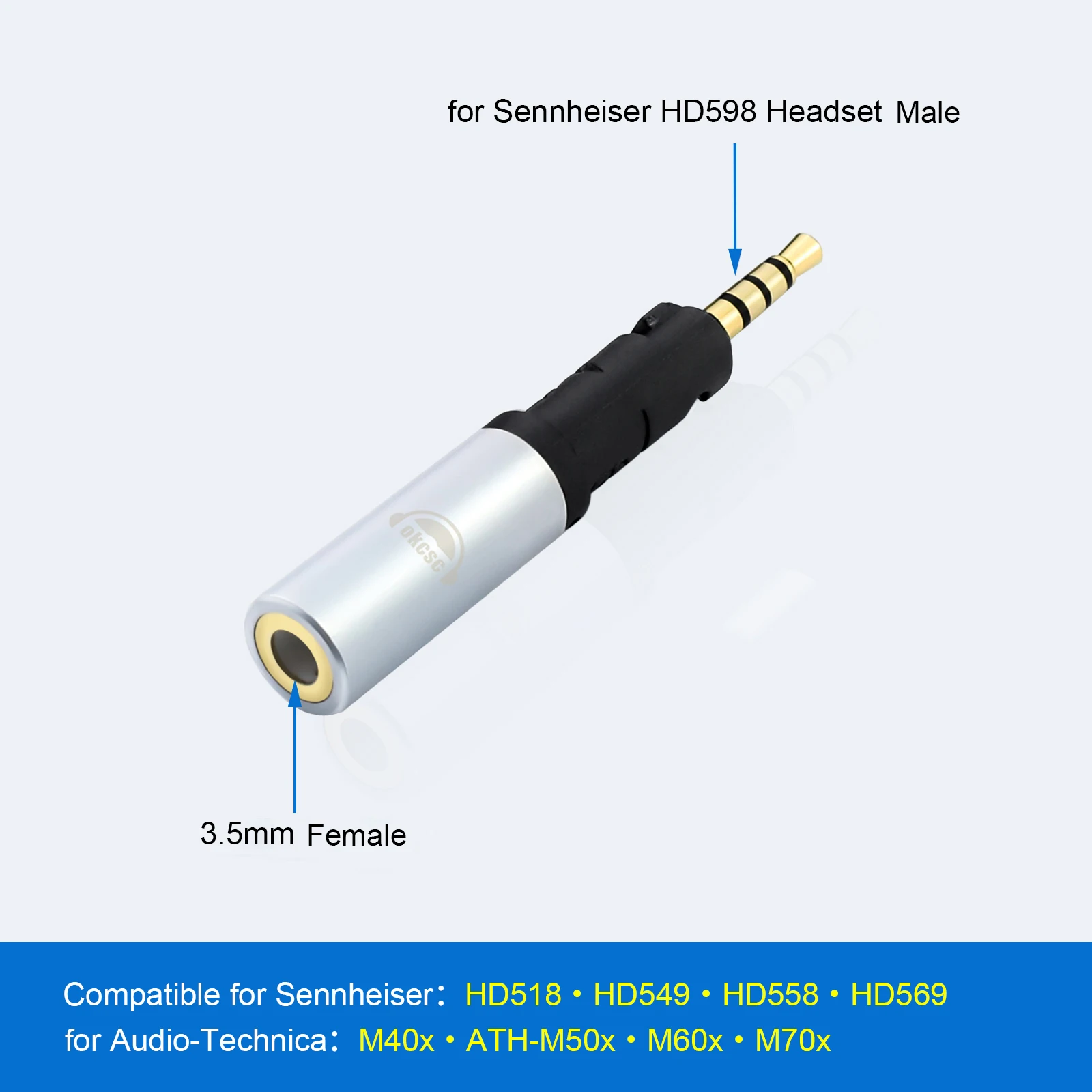 OKCSC 2.5 مللي متر الذكور إلى 3.5 مللي متر الإناث وصلات صوت موصل محول الصوت جاك 3.5 مللي متر سماعة رأس ستيريو ل سنهيسر HD598 ATH سلسلة