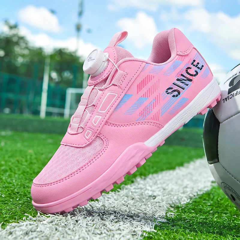Children's soccer shoes TF nail breaking artificial turf sneakers Breathable mesh knob strap Youth sports shoes