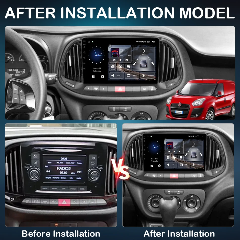 8G + 128G Android 15 Auto Carplay Car Radio For Fiat Doblo 2015 2016 - 2020 GPS Navigation Multimedia Video Player Stereo Wirele