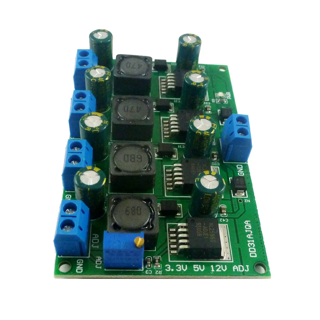 Módulo de fuente de alimentación conmutada múltiple 3A 4 CH 3,3 V 5V 12V ADJ salida ajustable DC placa convertidora reductora DIY