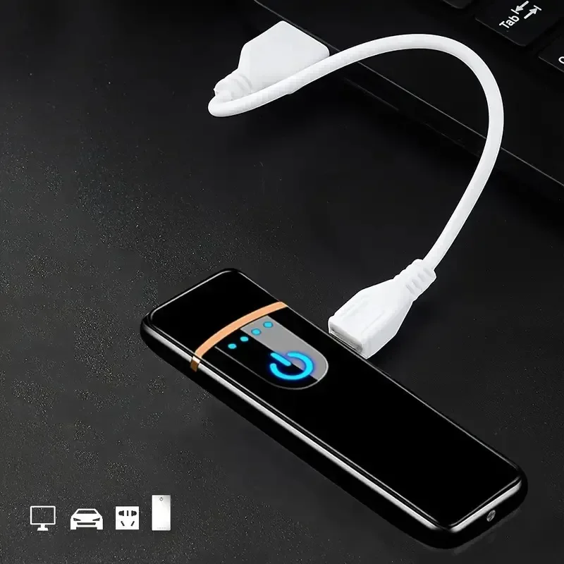 Hot USB elektrische aansteker Winddicht USB Oplaadbaar Touch Winddicht Sigarettenaccessoires Elektrische aansteker Draagbare accessoires