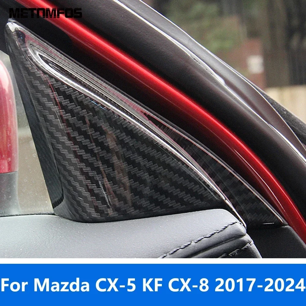 For Mazda CX5 CX-5 KF CX8 CX-8 2017-2022 2023 2024 Carbon Fiber Front Window Interior A Pillar Triangle Cover Trim Accessories