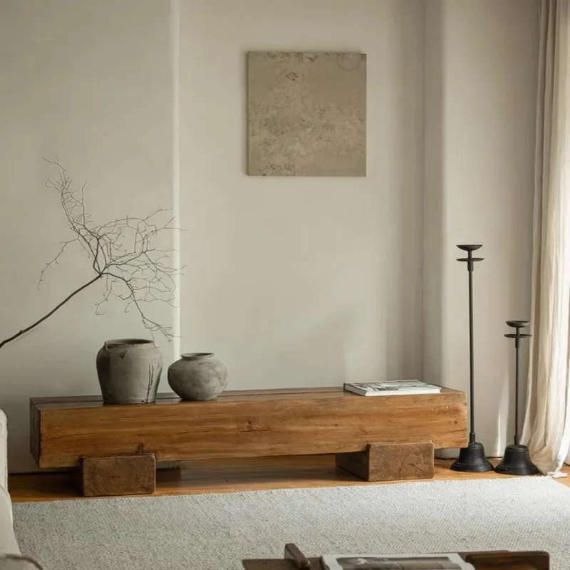 

Деревянная скамья Wabi Sansan Wind из массива дерева для отелей типа «бекфрешинг», деревянный табурет в изножье кровати, ретро-табурет для переобувания из бревен