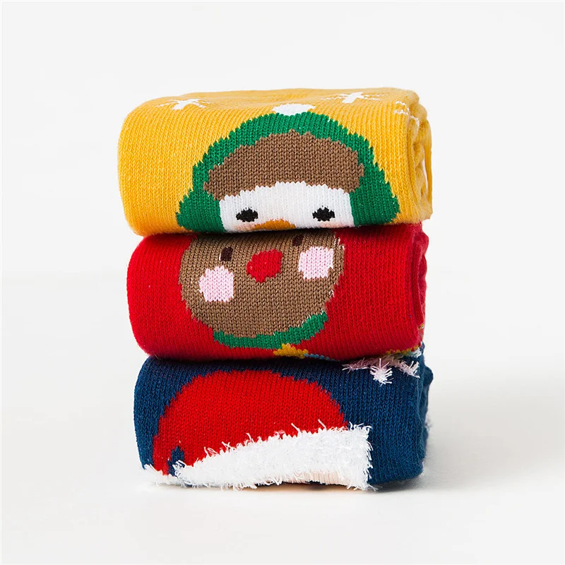 3 زوج/مجموعة عيد الميلاد الاطفال الفتيات الفتيان جورب طباعة سانتا كلوز الأيائل السنة الجديدة الأطفال الجوارب للفتيات 1-12Y طفل رضيع جورب هدية #5