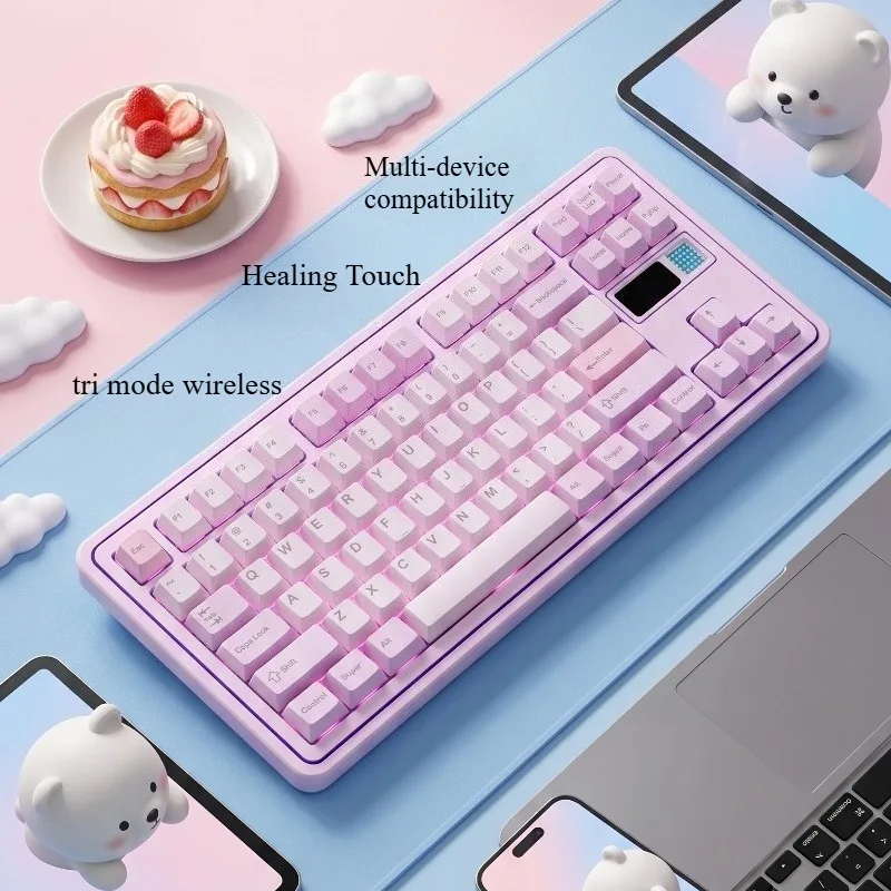 Story80V2 Mechanical Keyboard Kit Customization Hot-swapping Aluminum Lump Tri Mode screen Gaming Keyboard RGB Ergonomics Via
