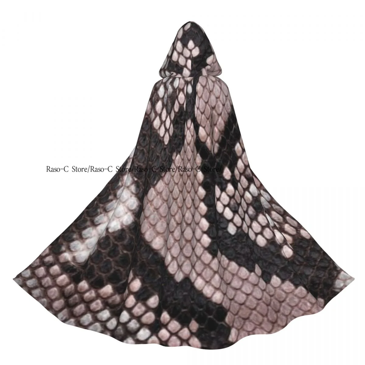 Python Skin Texture Hooded Cloak Polyester Unisex Witch Cape Costume Accessory