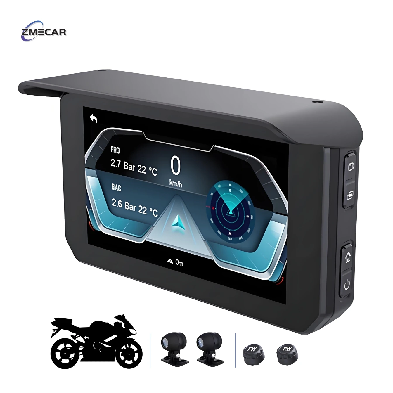 New OEM/ODM Motorcycle MP5 5-Inch Capacitive Touch Screen IPX7 Waterproof GPS Navigation System CarPlay DvR Function