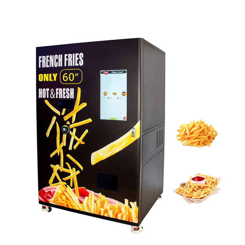 Double Cabinets Meals Hot Food Burger Vending Machine With Elevator System and Microwave Automatic French Fry Vending Machine
