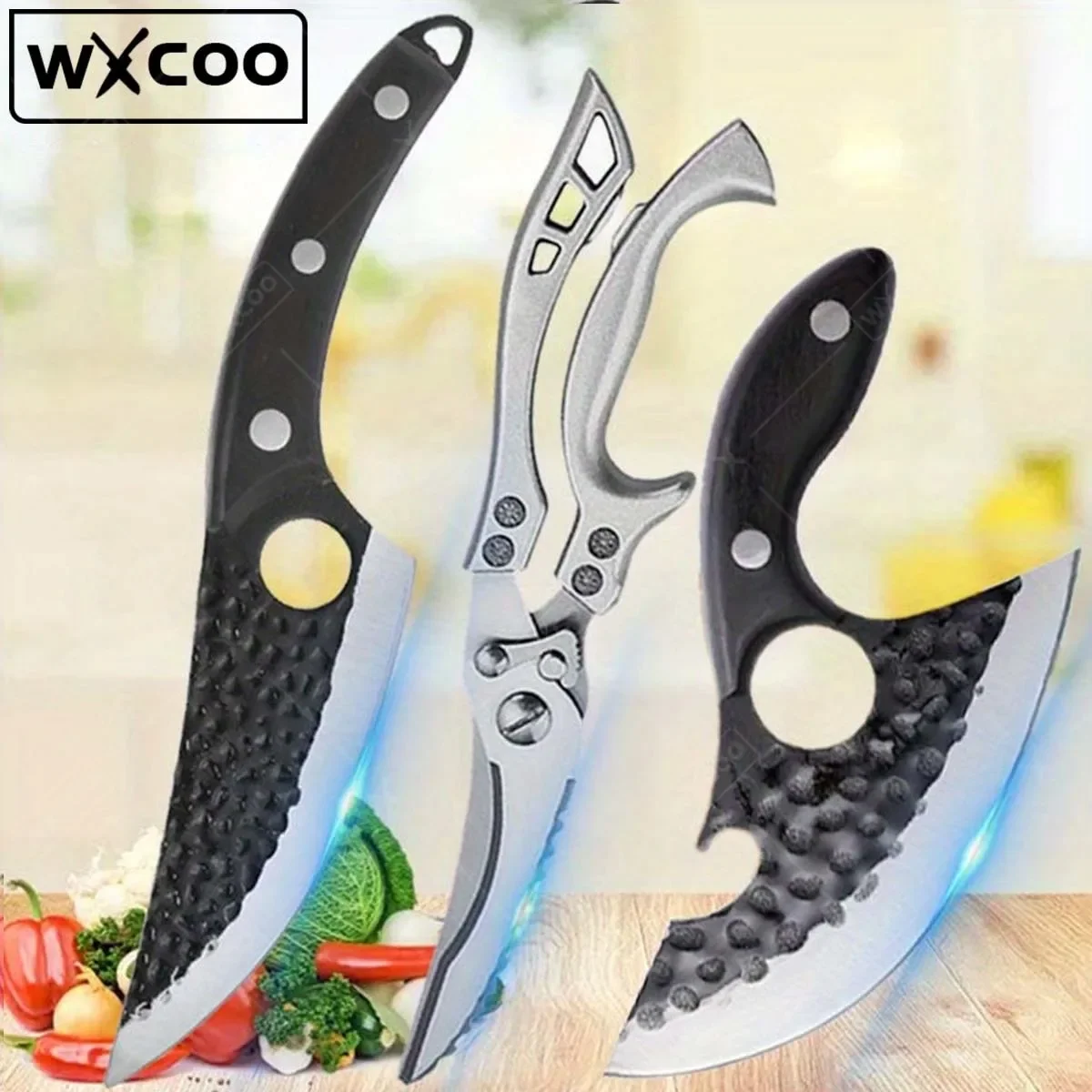 

3Pcs,Kitchen Knife Boning Knife Cheese Pizza Pocket Knife Slicing Cooking Mini Knife Ultra-Sharp Bone Scissors Kitchen Scissors