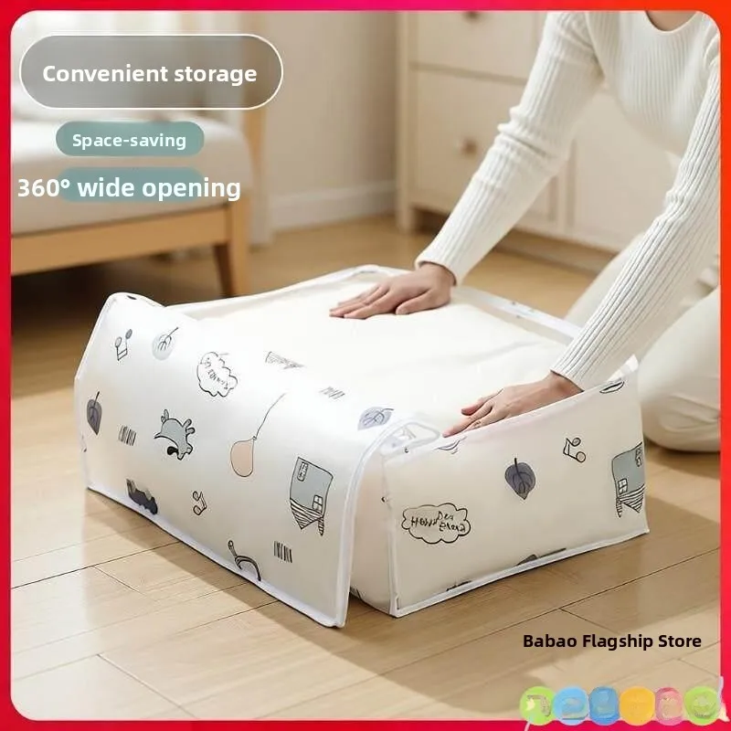 Large Capacity Waterproof Moisture Proof Cotton Quilt Storage Bag Transparent Clothes Organizer Bag Home Use Cover Bag