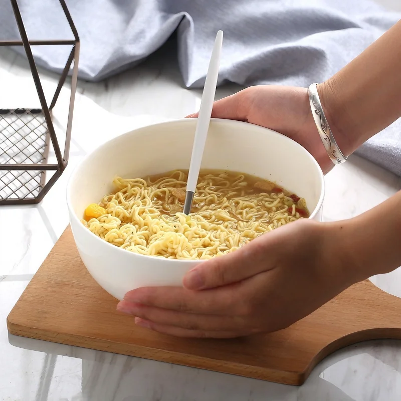 7 inch, plain white bone china noodle soup bowl, chinese porcelain bowl for rice & dessert & dinner serving, dinnerware