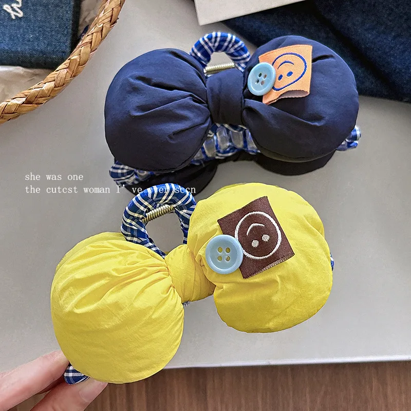 1pc Korea super weiche nette gefüllte bogen smiley gesicht shark clip AB seite taste haar brötchen greifen clip