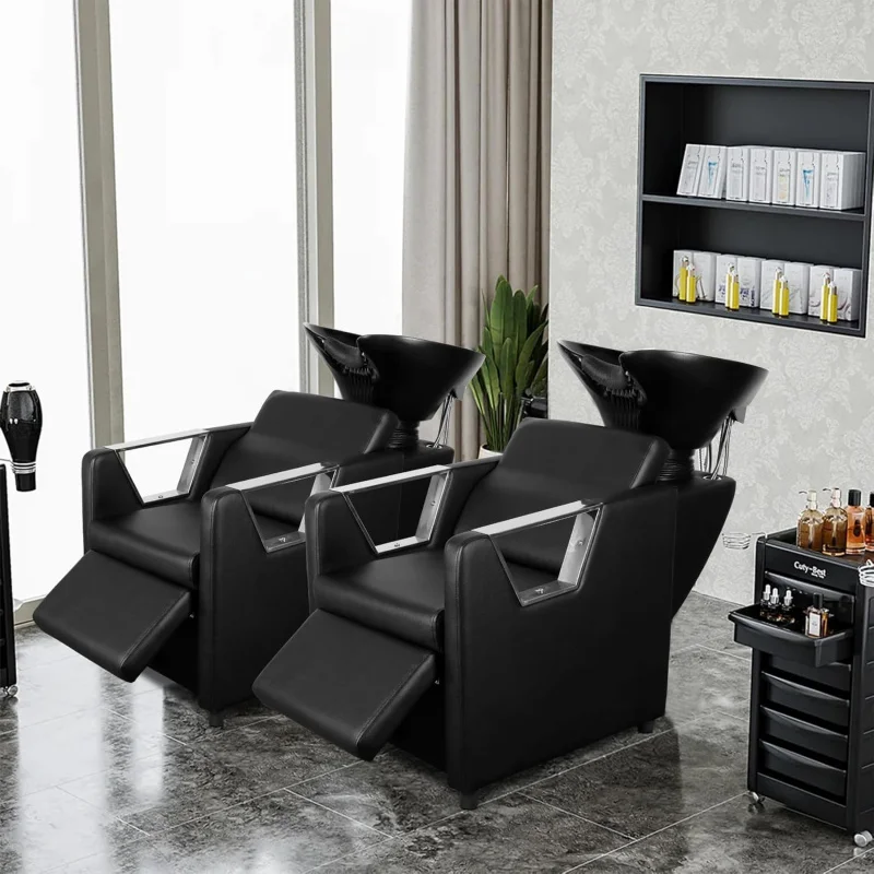 Polar Aurora Backwash เก้าอี้ปรับพลาสติก ABS แชมพูชามอ่างล้างจานขาสําหรับร้านเสริมสวยสปา