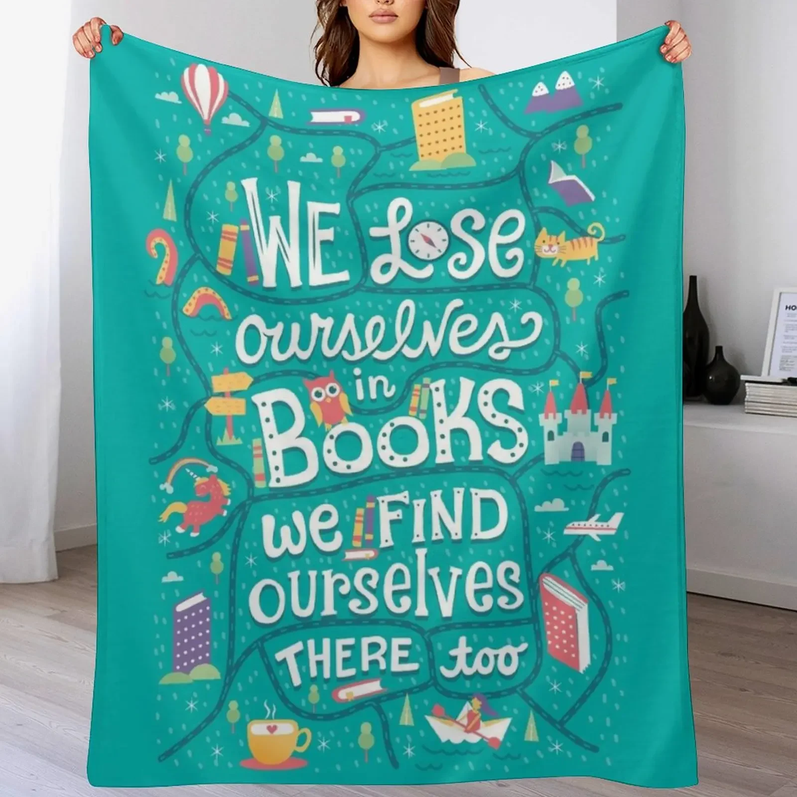 

Lose ourselves in books Throw Blanket Warm Flannel Blanket for Couch Chair Bedroom
