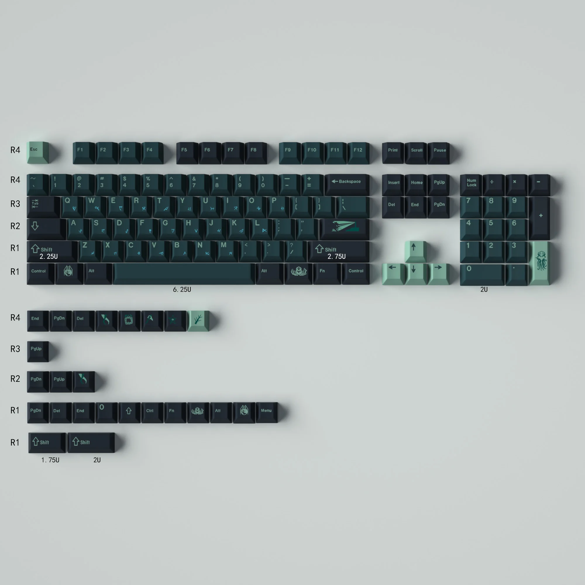 

Abyss Keycaps Green Original Height Large Full Set of PBT Thermal Sublimation Mechanical Keyboard Caps