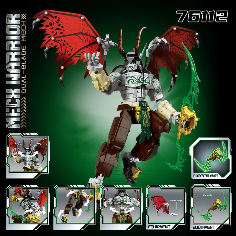 1272+PCS Mech Warrior Mech Building Blocks Set Dragon Wings Action Figure Model Educational DIY Toys for Kids Boys Birthday Gift view 3