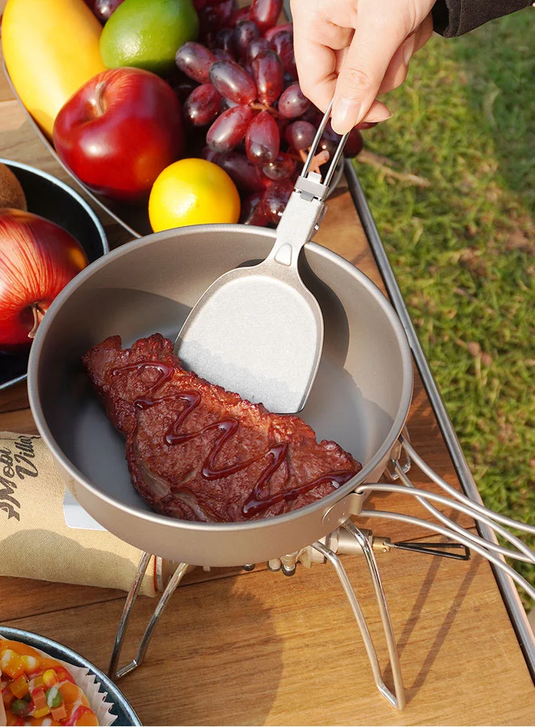

500-800ml Ultralight Titanium Frypan Outdoor Camping Hiking Tableware Cookware Picnic Cooking Frying Pan 2023