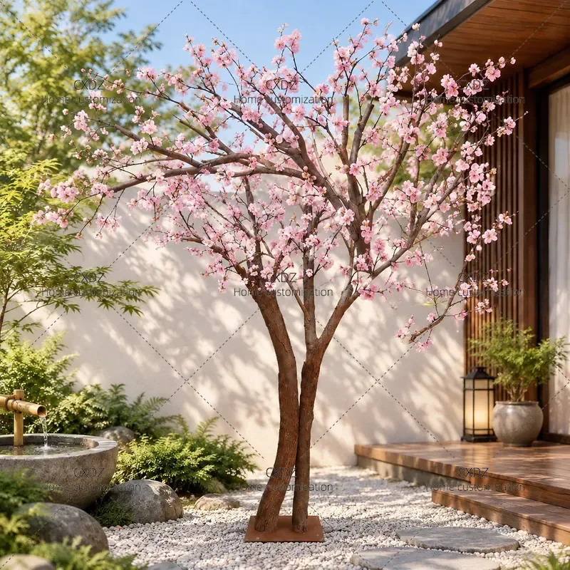 Simulation Pink Plum Blossom Tree Indoor Fake Lamei Branch Artificial Flower Tree for Hotel Wedding Winter Decoration