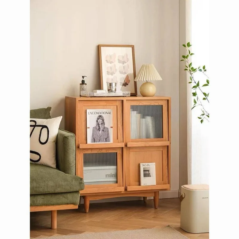 Japanese Style Sideboard Solid Wood Storage Cabinet Nordic Living Room Display Cabinet Small Sofa Sideboard