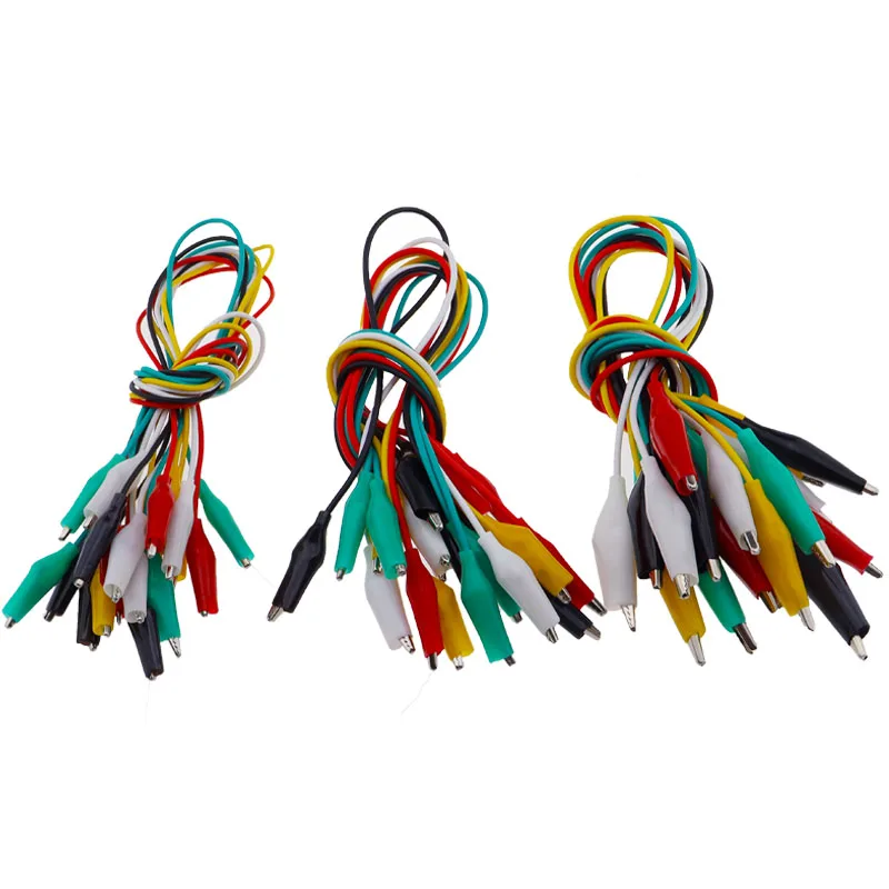 10pcs Color Alligator Clip Electric DIY Small Battery Power Cord Sheath Electric Clamp Double Head Test Clamp.28mm35mm45mm 50cm