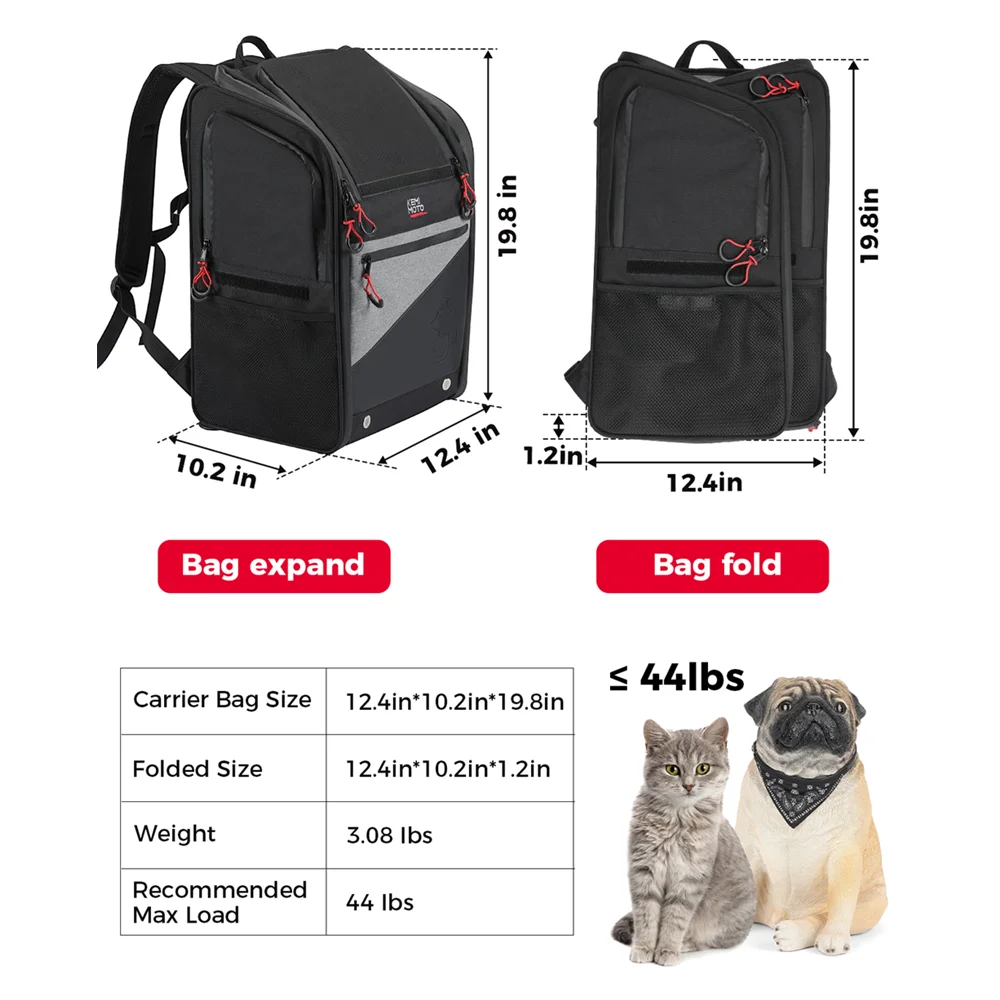 Motorcycle Dog/Cat Carrier Bags Portable Load Capacity 44L Folding Dog Carrier Backpack for Street Glide Road King Touring Trike