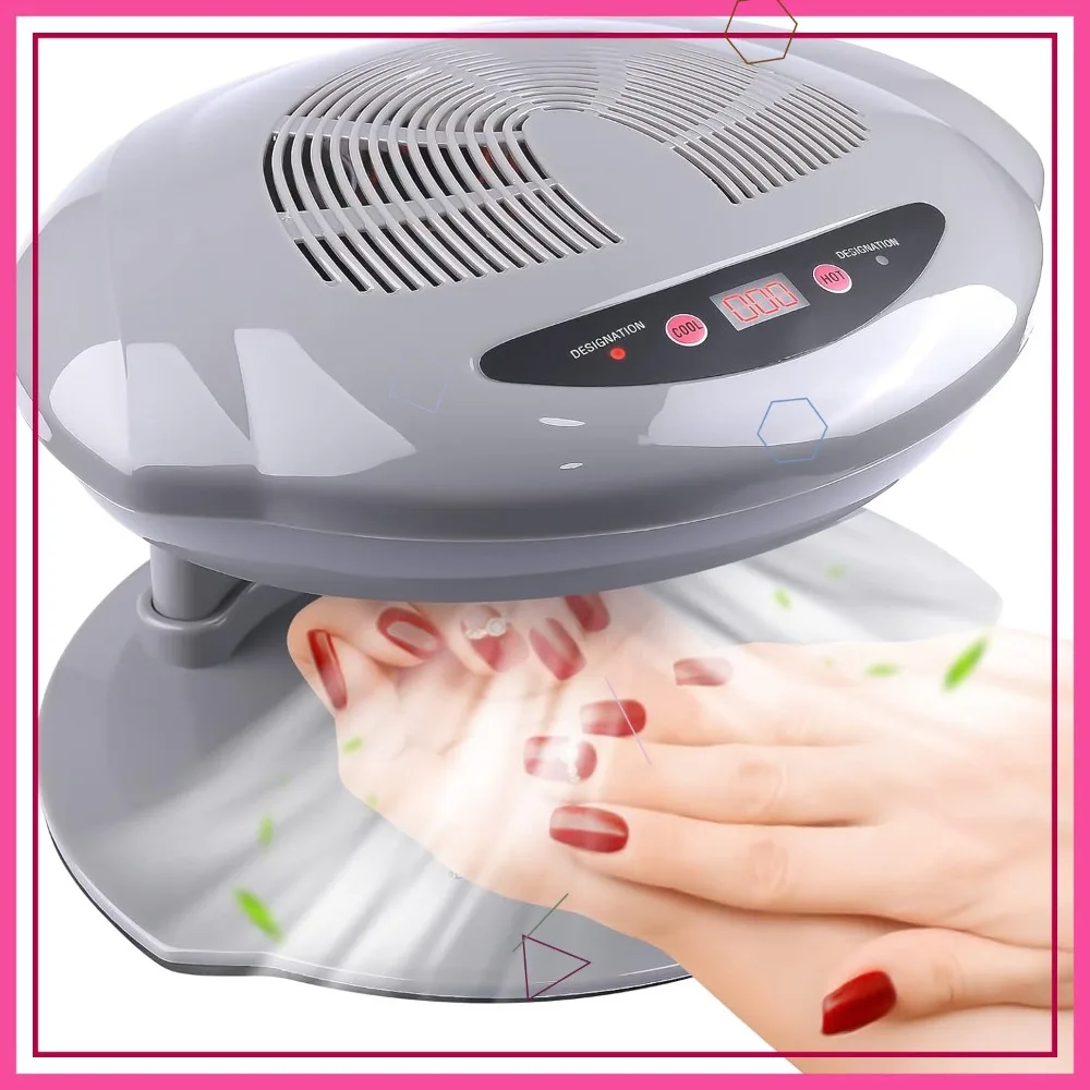 

400W Nail Lamp with Air Dryer & Sensor, Warm/Cool Breeze for Hands/Feet, Home & Salon Use (Grey)