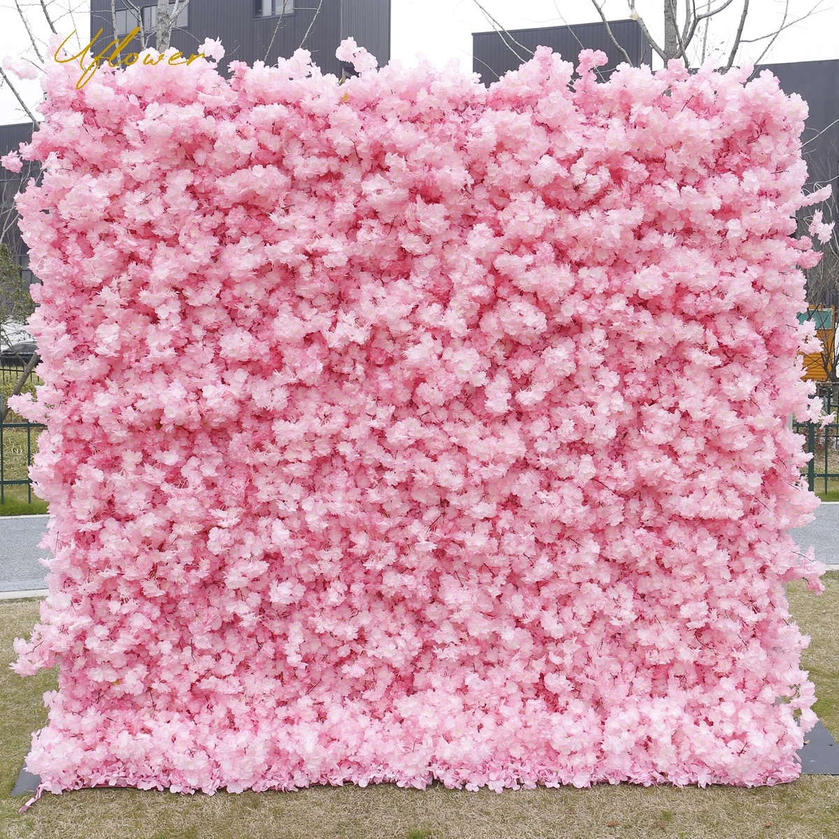 

Uflower Wedding Pink Cherry Blossom 5D Artificial Flower Wall Row Arch Backdrop Fake Floral Event Party Prop Floral Arrangement