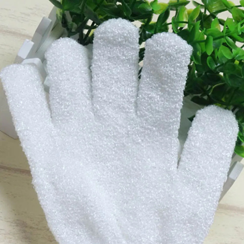 

1Pair Bath Exfoliating Gloves Five Fingers Body Scrub Gloves Shower Sauna Scrubber Mitt Stretchy Design One Size Fits All