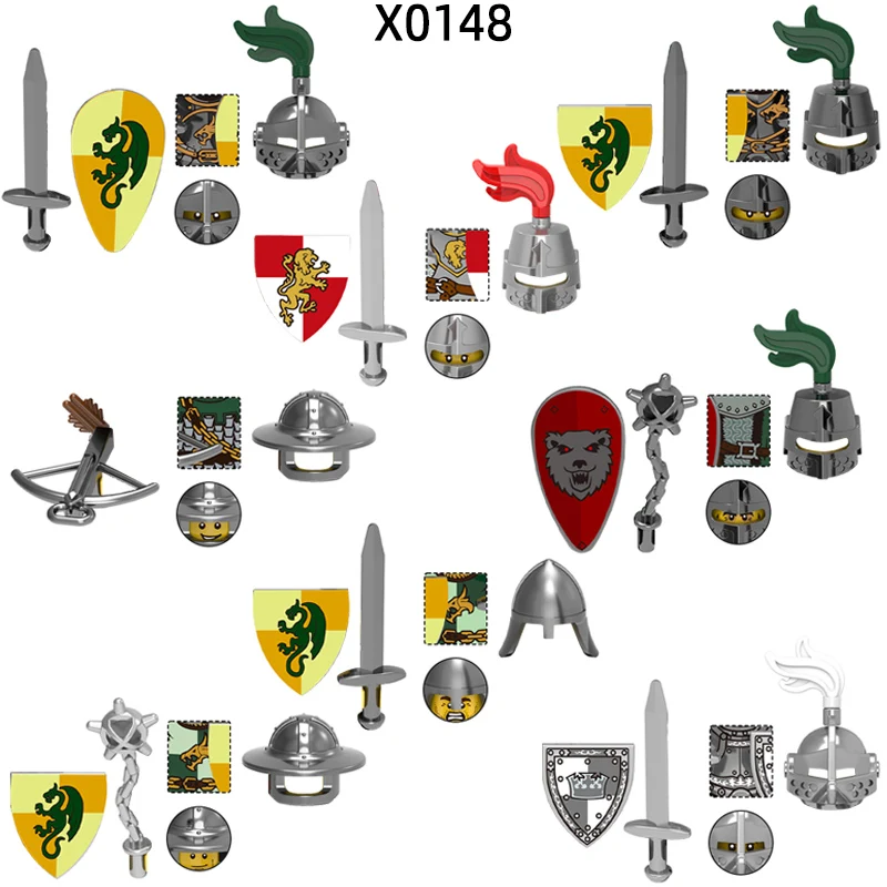 Bloques de modelo de caballero heroico asustador de los reinos del dragón X0148, juego de ladrillos MOC, regalos, juguetes