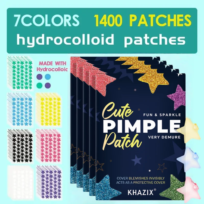 

1400Pcs Star Shape Colorful Hydrocolloid Pimple Acne Patches Facial Skin Care Isolate Breathable Closed Acne Blemishes Cover~