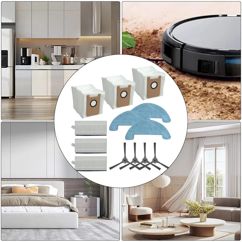 A83X-Set Aksesori Bantalan Pel Sikat Samping Filter Hepa Dirancang untuk Penyedot Debu Loorow AT800