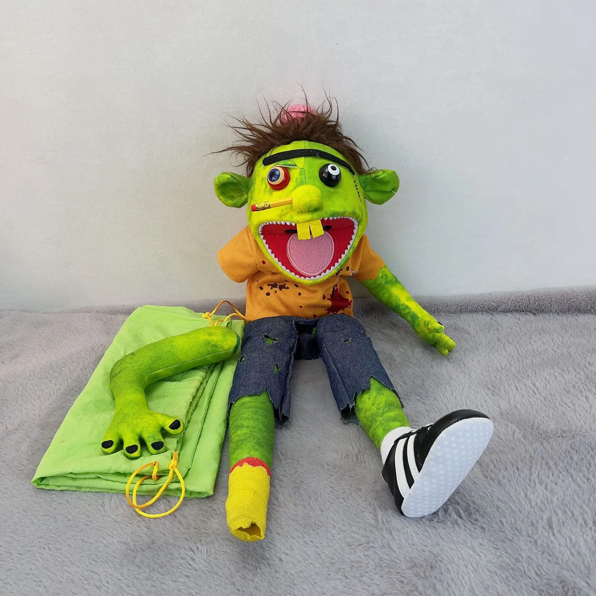Jeffy Handpuppe Ganzkörper 19,69 Zoll Gefüllte Figur Spielzeug Weiche Puppe Plüsch Muppet Spielzeug Geburtstag Kinder Geschenk Geeignet für Rollenspiele