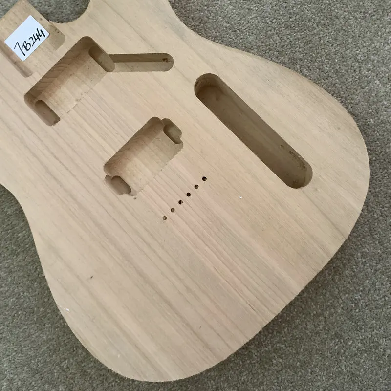 FB244 String Through Body Tele Electric Guitar Body in Solid Wood Unfinished No Paints Humbucker Pickups for TL Guitar DIY