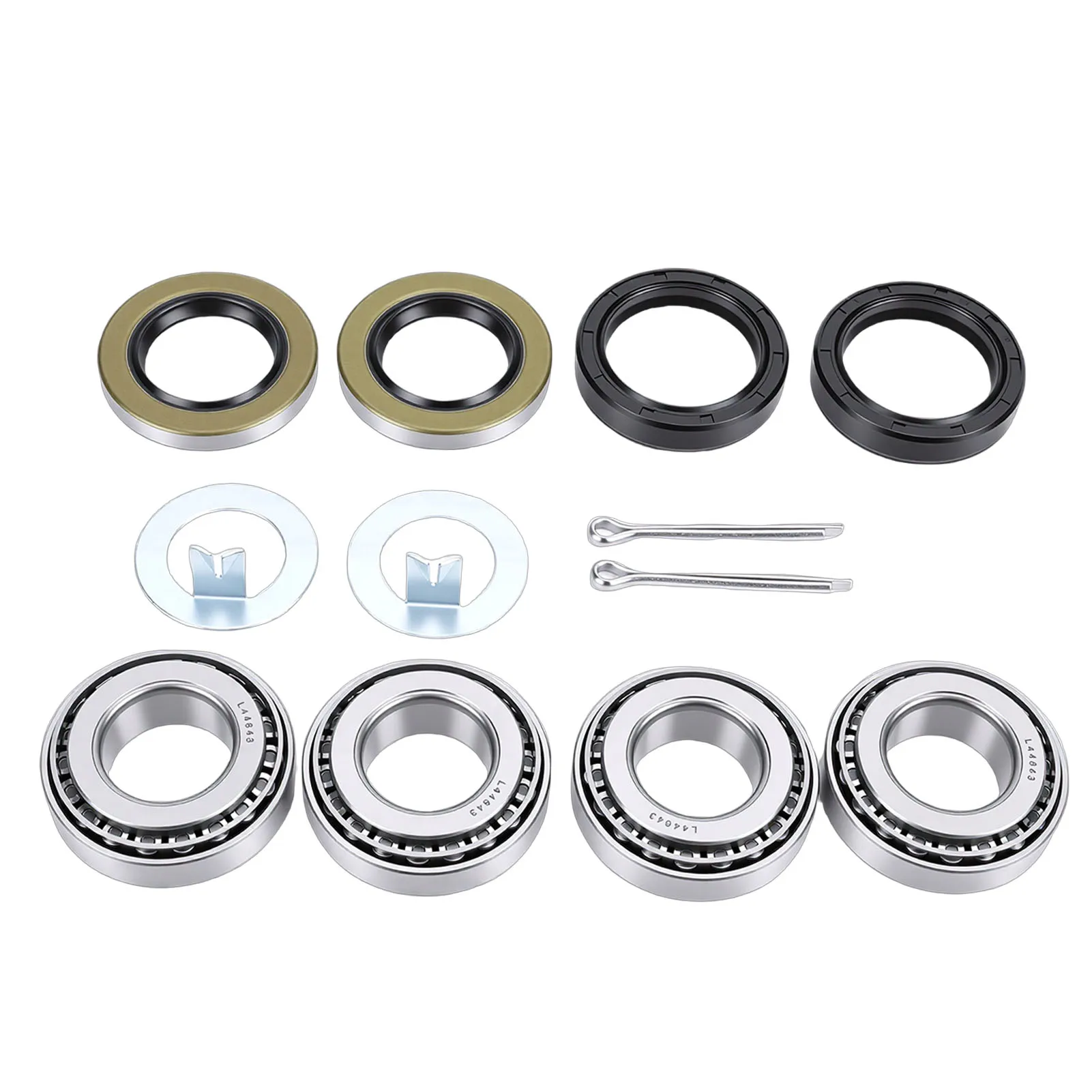 12192TB 2 Set Trailer Wheel Hub Bearings Kit L44643 for 1 Inch 2000-2200Lbs Axle with Grease  Cotter Pin Gasket L44610