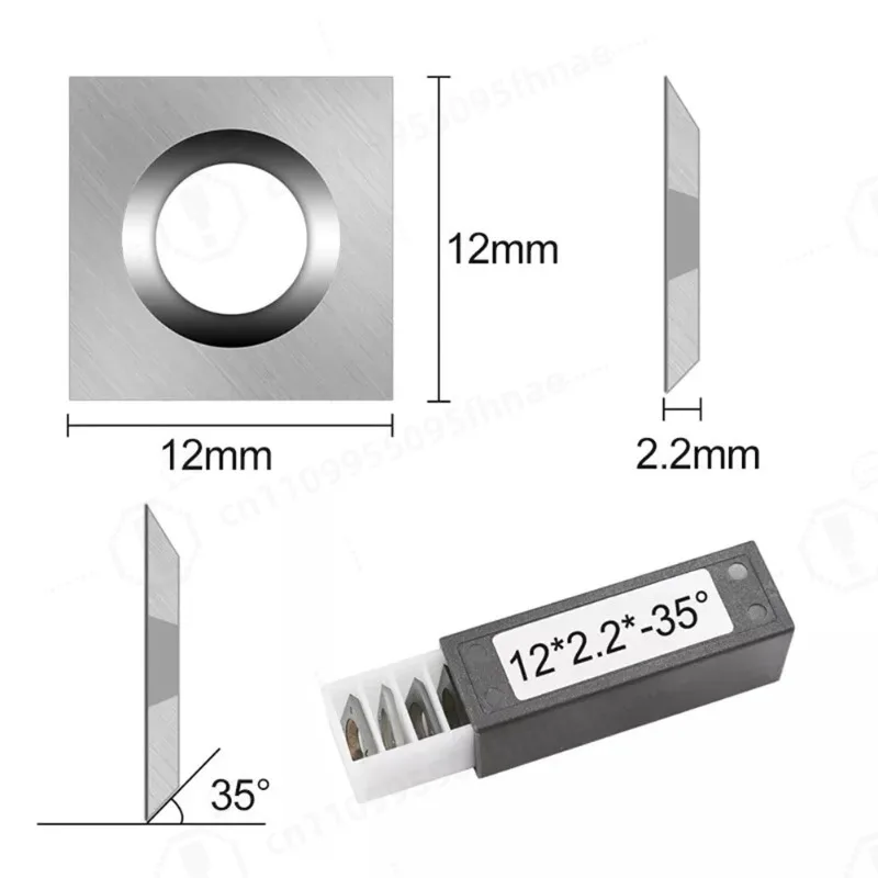 10Pcs Square Carbide Inserts Blades 12×12×2mm, 35° Bevel Four Edges Replacement Cutters for Wood Lathe & Planer Tools