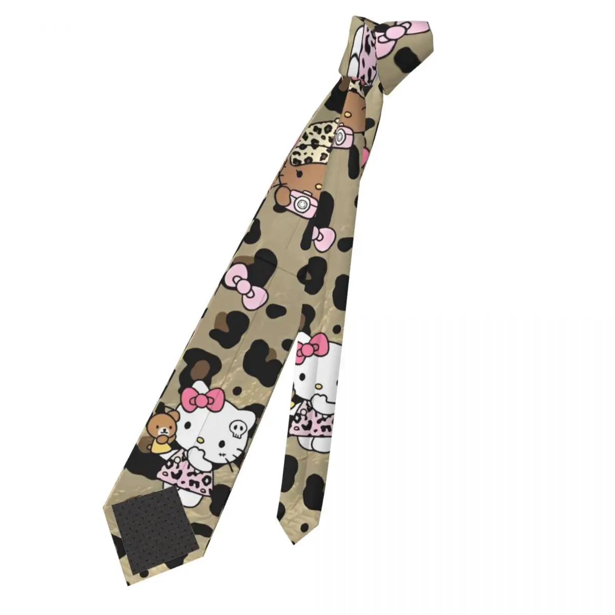 Leopard Hello Kitty Men Women Necktie Casual 8 cm Wide Neck Ties for Men Suits Accessories Cravat Wedding Cosplay Props