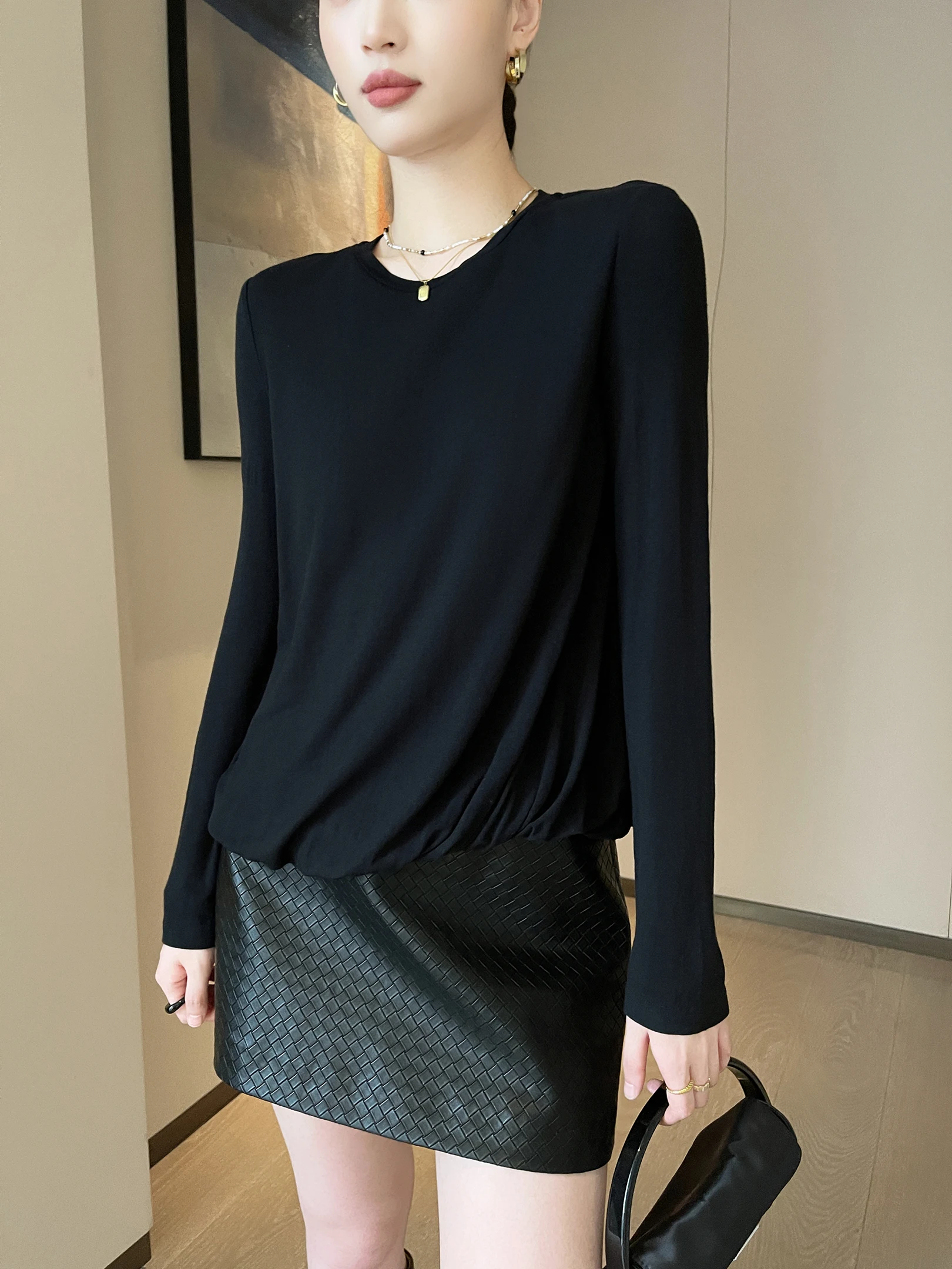 

Женская повседневная свободная футболка с длинным рукавом и круглым вырезом, весенняя модная модель с цветочным принтом, удобный повседневный топ