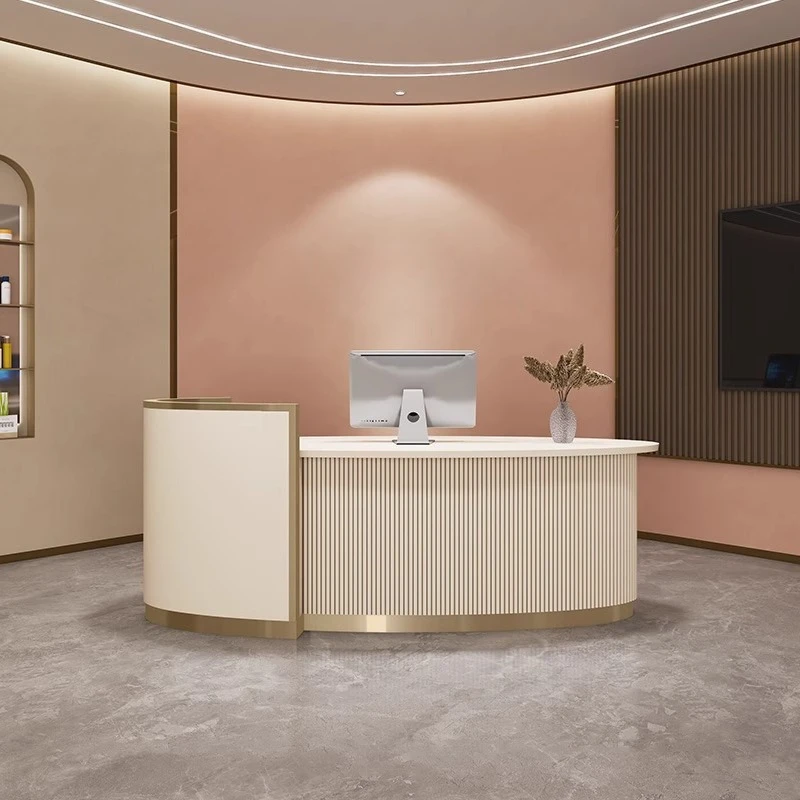Curved Executive Reception Desks Hotel Shelves Reception Desks Restaurant Organizers Mostrador De Tienda Commercial Furniture