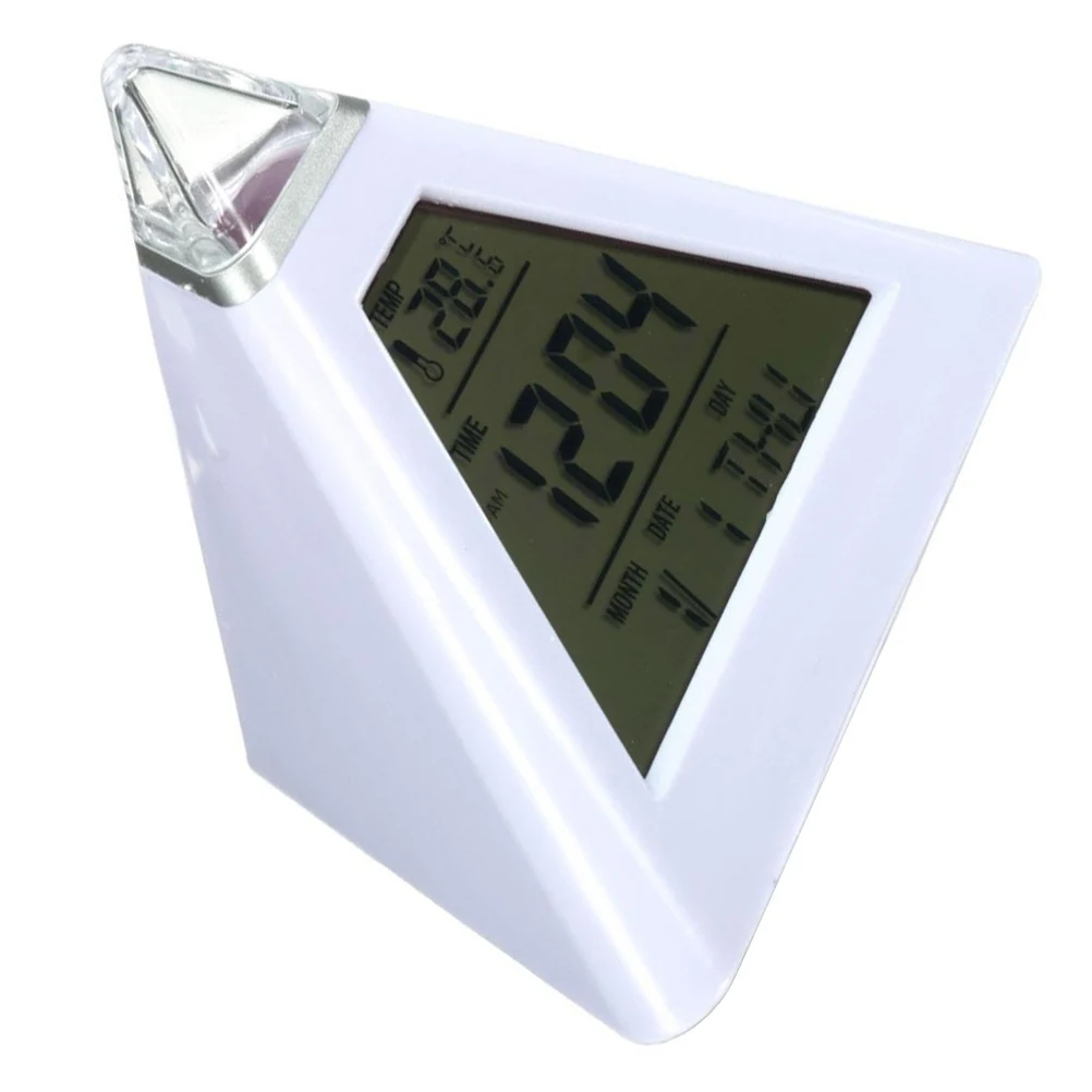 

LED Digital Pyramid Alarm Clock Changing Backlight Music Alarm Snooze Night Light Indoor Temperature Celsius Fahrenheit