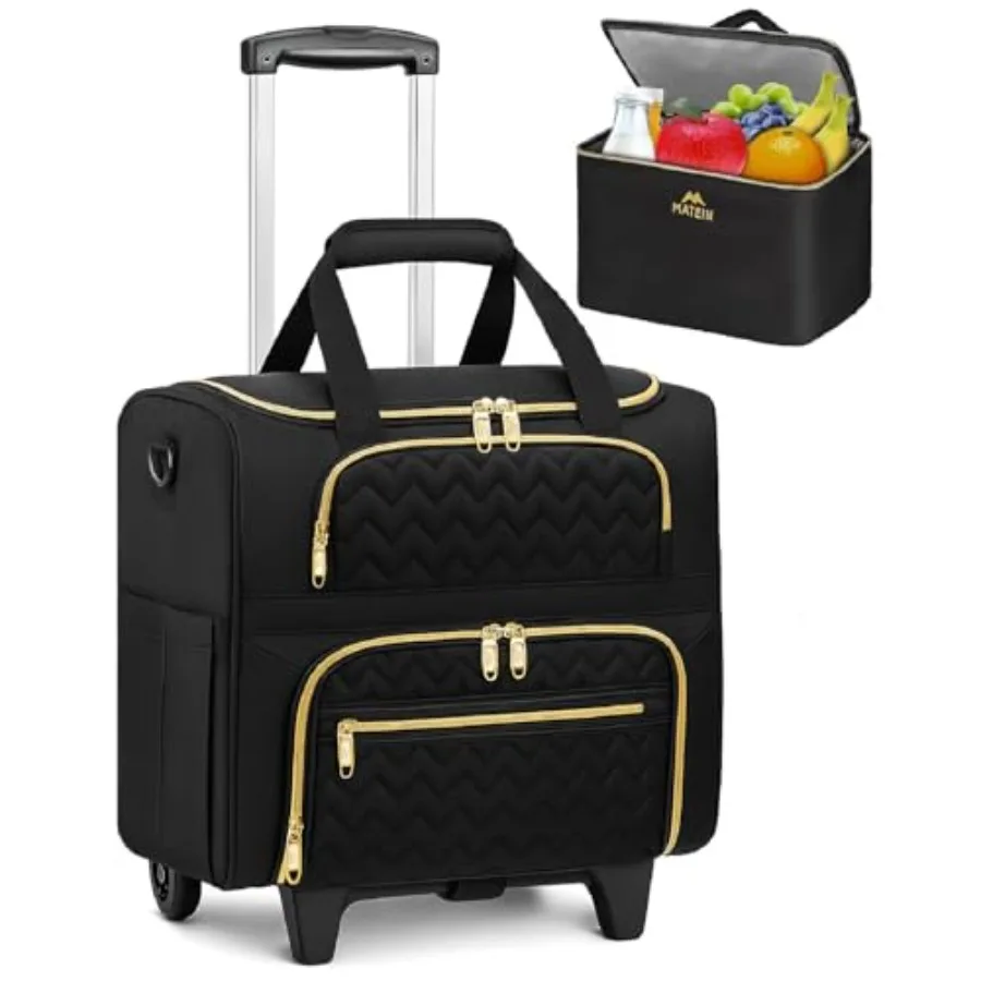 

Rolling Laptop Bag for Women 15.6 Inch Rolling Briefcase with Wheels andDetachable Cart Roller Computer Teacher Tote Bag with I