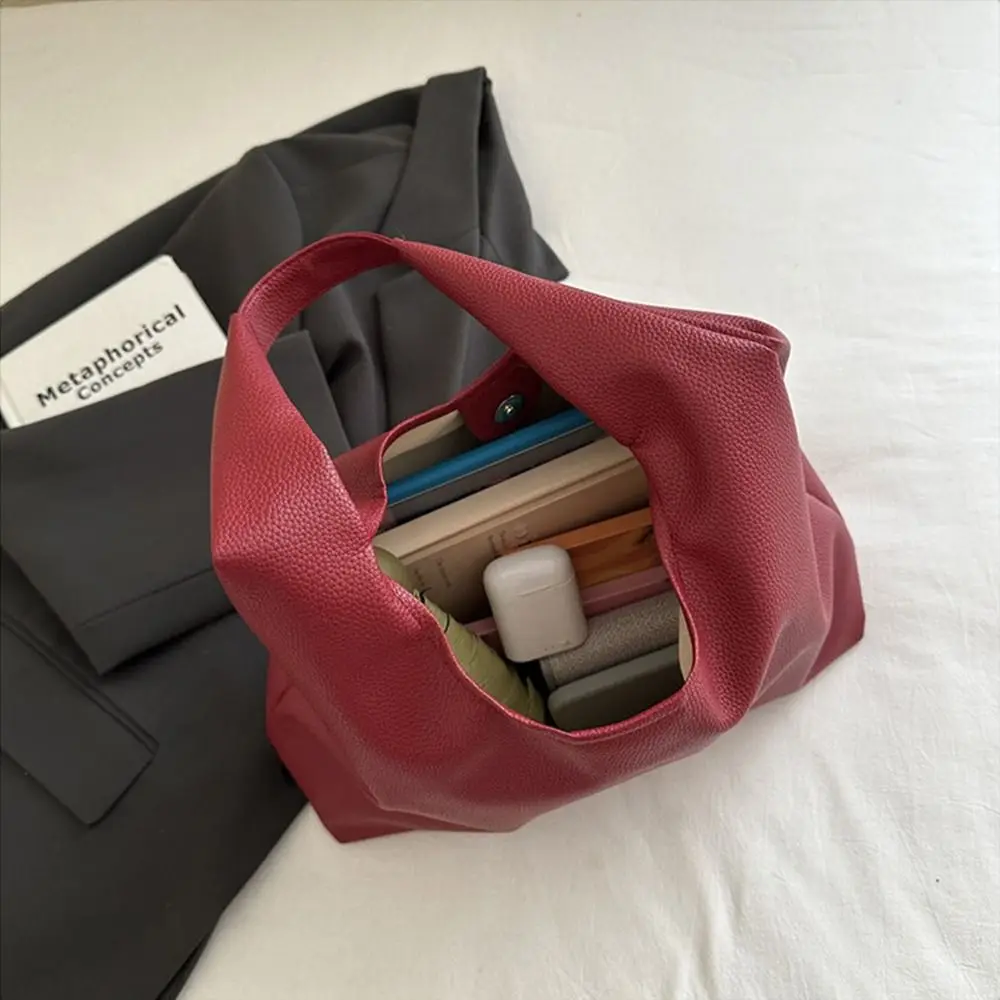 

New Fashionable PU Shoulder Bag Burst Pattern Simple Design Handbag Solid Color Oil Wax Leather Crossbody Bag Lady Use