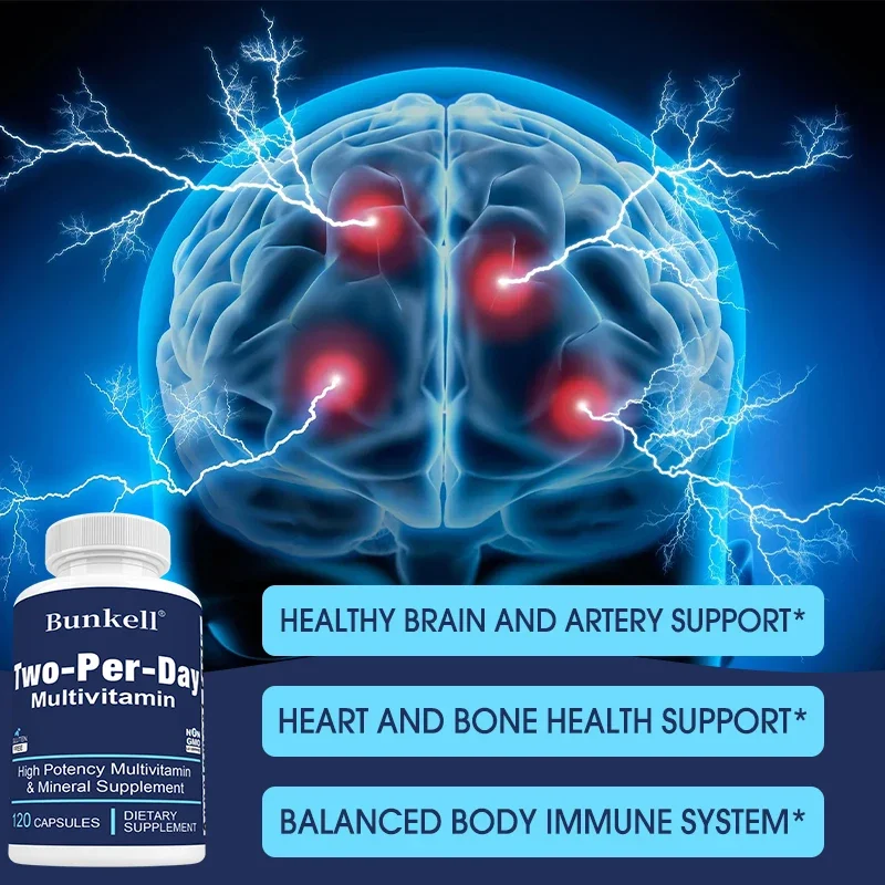 Two-Day Multivitamins – Healthy Daily Vitamin and Mineral Supplement – Supports Bone Density, Brain, Heart, Immune Health