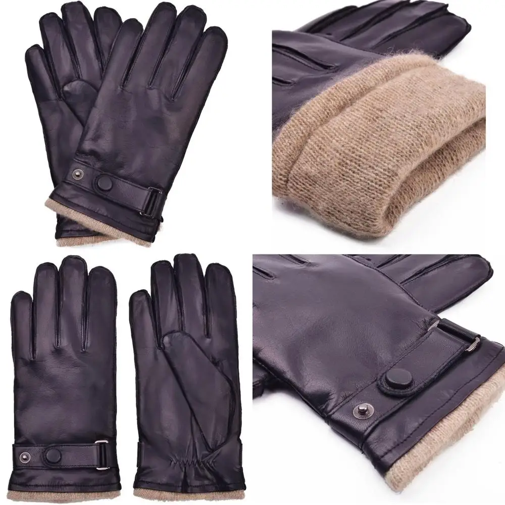 

Winter Cashmere-Lined Touchscreen Leather Gloves for Men, Lambskin Material, Luxury Warmth and Functionality