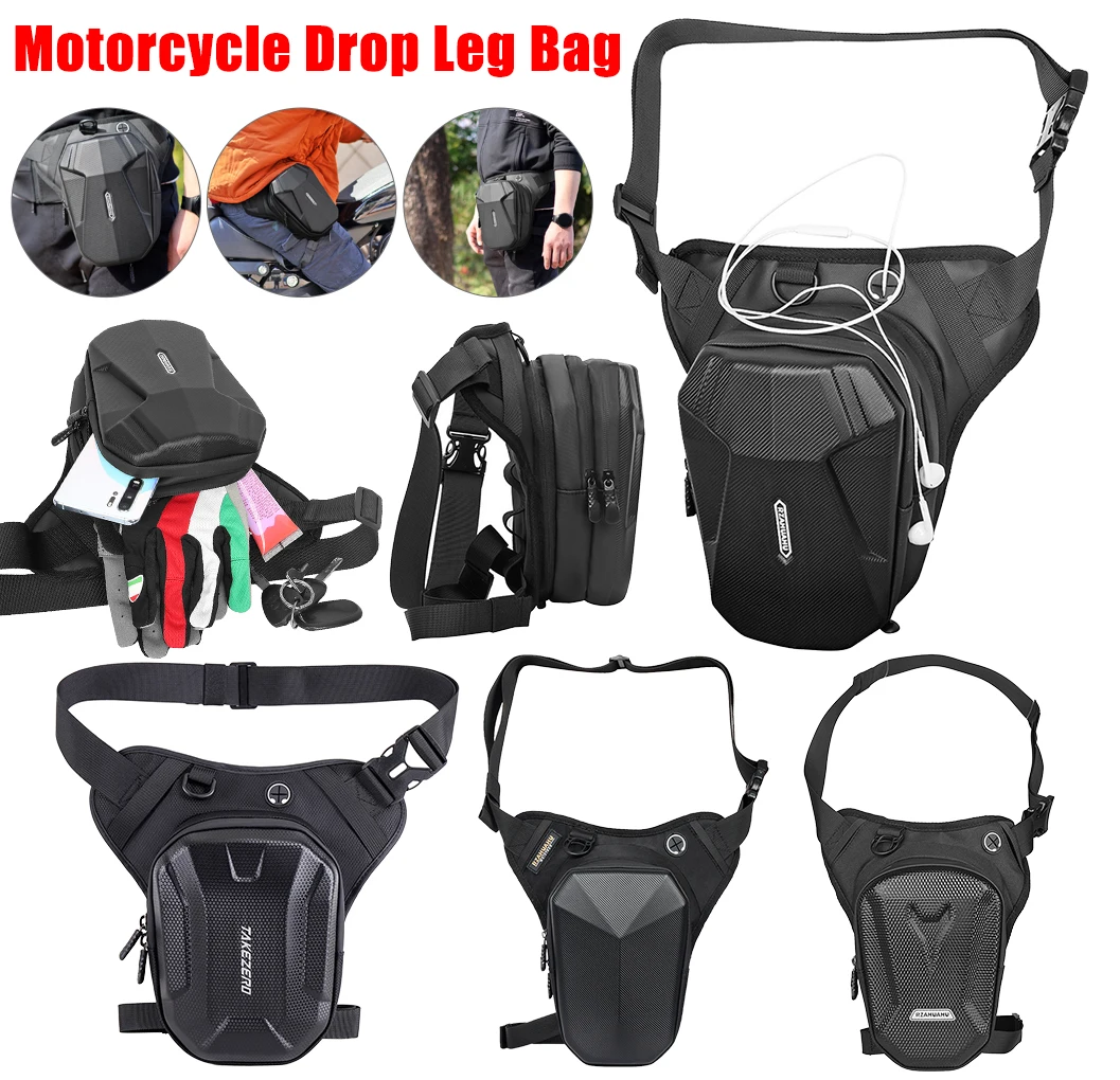 Motorcycle Leg Side Bag EVA Hard Shell Drop Leg Bag Waterproof Motorbike Waist Bags Thigh Belt Hip Bum Outdoor Sports Fanny Pack