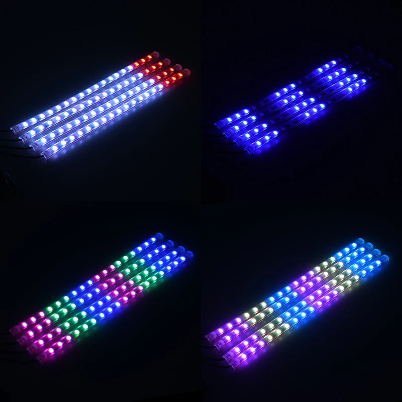 4 PCS 48 LED Car Interior Ambient Foot Light con USB Wireless Remote Music App Control Auto RGB Atmosphere lampade Decorative