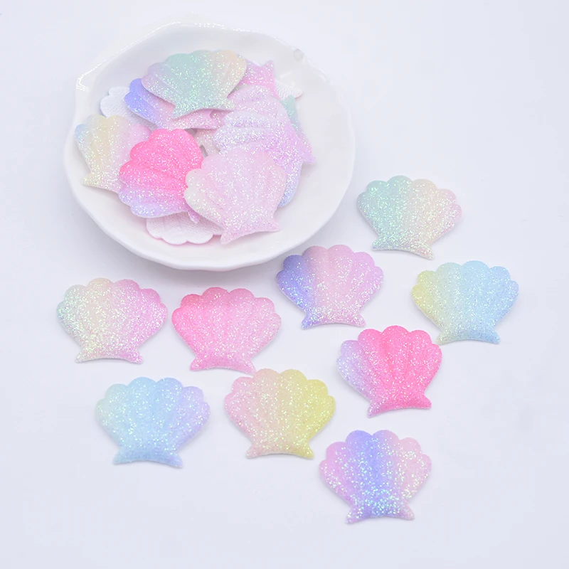 50Pcs Glitter Shell Butterfly Applique for Clothes Hat Sewing Supplies Patches DIY Headwear Bow Accessories Custom Patch