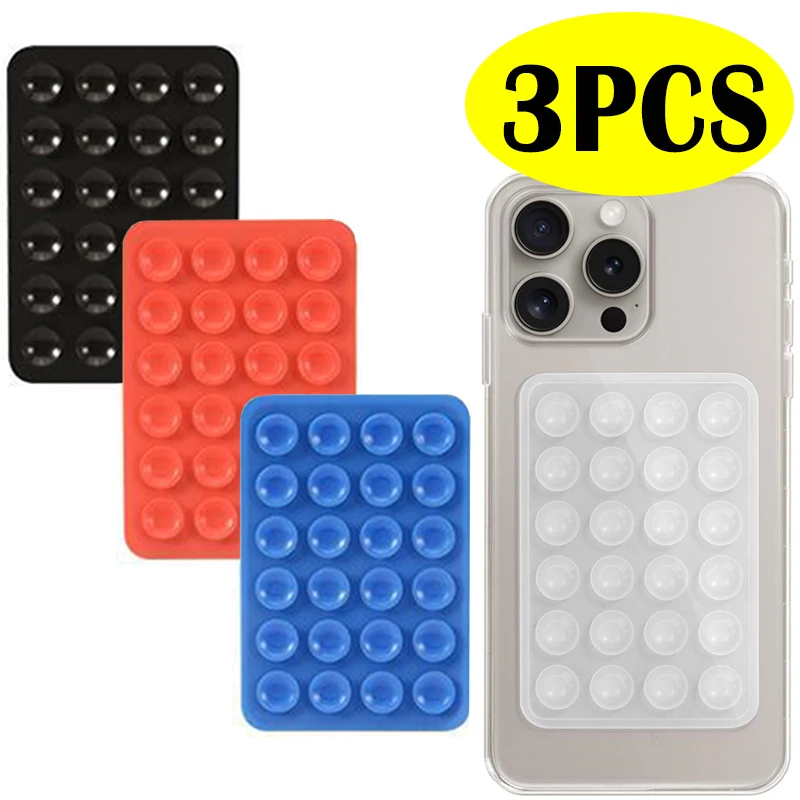 1/3PCS Silicone Suction Pad For Mobile Phone Fixture Suction Cup Backed Adhesive Anti Slip Silicone Rubber Sucker Pad Fixed Pad