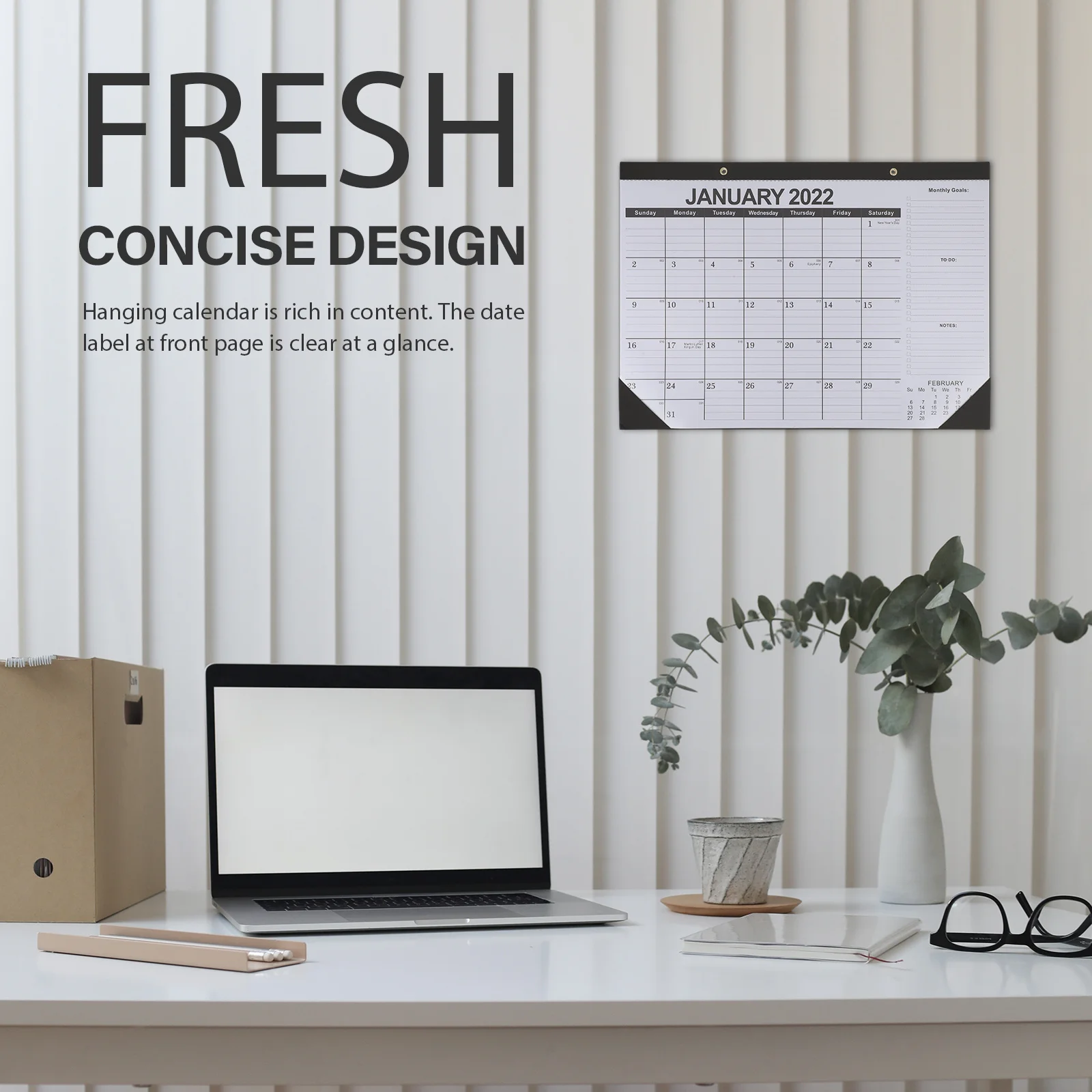 

1Pcs Hanging English Wall Calendar 2022 Paper Material Practical Note Taking Office Home Wall Calendar
